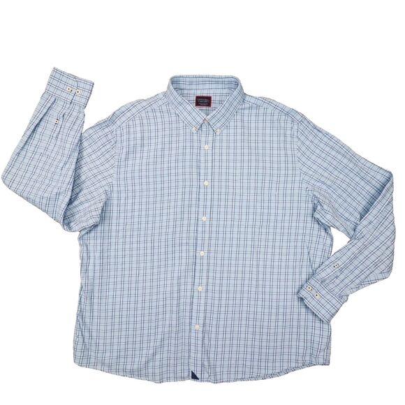 UNTUCKIT Men's Blue White Plaid Long‎ Sleeve Button Up Shirt size XXXL - Picture 1 of 7
